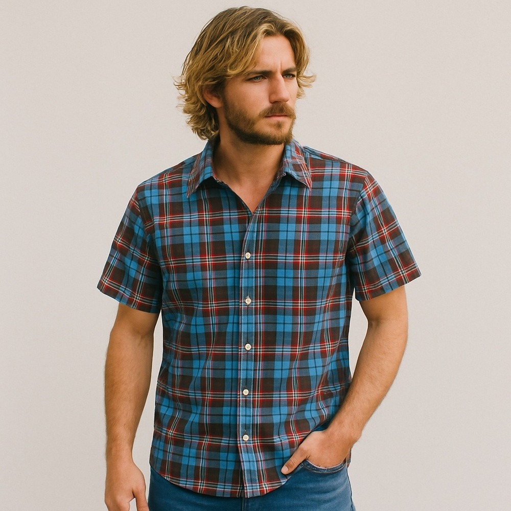 Patagonia Fezzman Plaid Short Sleeve‎ Button Down Shirt Men's M